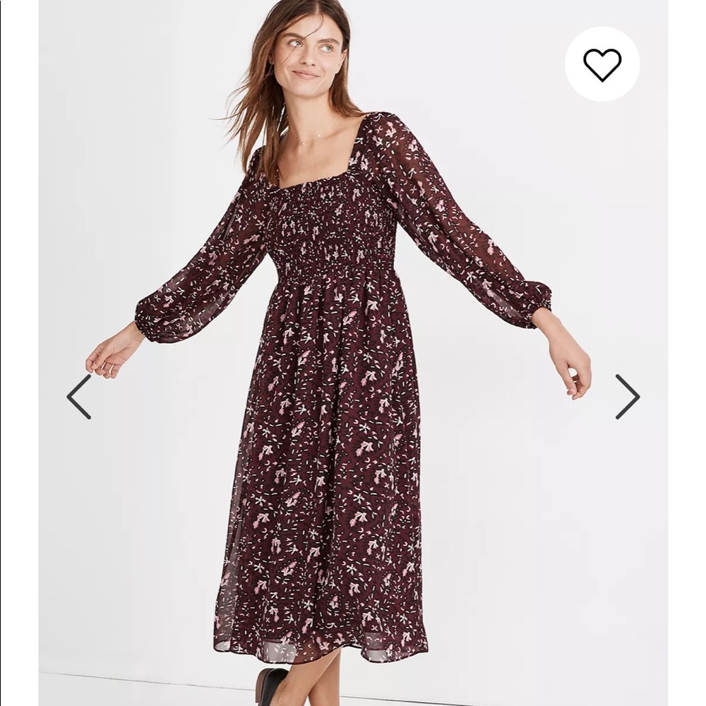 Madewell (Re)sourced Georgette Smocked Midi Dress